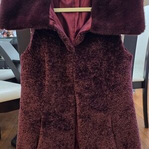 White House Black Market Deep Burgundy Teddy Jacket